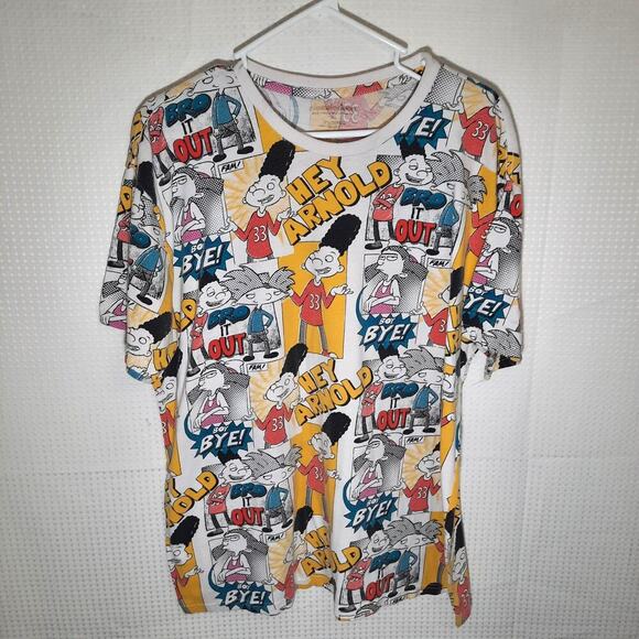 Hey Arnold XL All Over Print Tee Nickelodeon Graphic T Shirt Comic Style Unisex - Picture 1 of 4